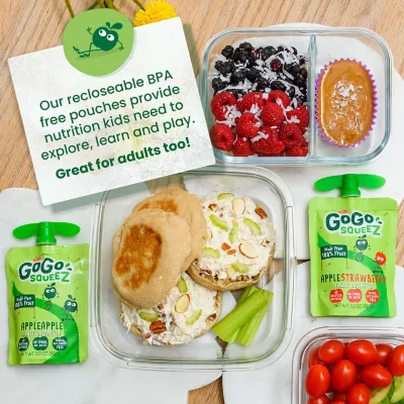 Gogo Squeez Applesauce, Apple, Cinnamon, Strawberry and GIMME Five, 3.2 Oz., 32 Ct.