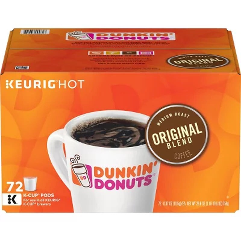 Dunkin' Donuts Medium Roast K-Cup Coffee Pods, Original Blend, 72 Ct.