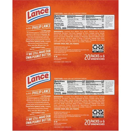 Lance Toastchee Cheddar Cheese, 1.41 Oz., 40 Pk.