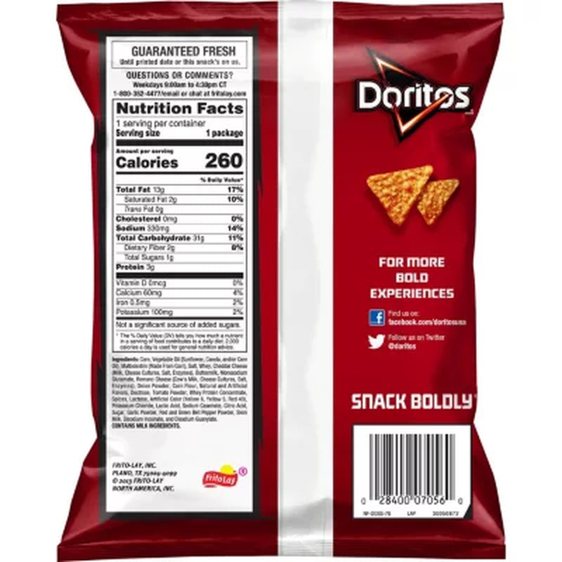 Doritos Nacho Cheese Tortilla Chips, 1.75 Oz., 64 Pk.