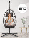 Patio Hanging Swing Egg Chair Rattan Wicker With Steel Frame and UV Resistant Cushion