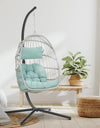 Patio Hanging Swing Egg Chair Rattan Wicker With Steel Frame and UV Resistant Cushion