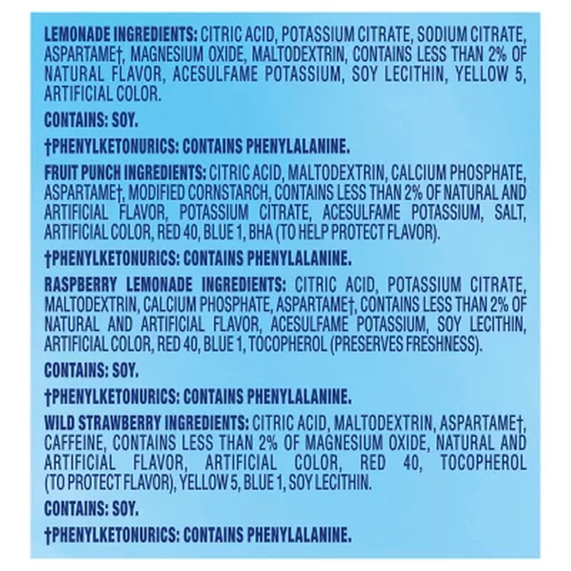 Crystal Light Lemonade, Fruit Punch, Raspberry Lemonade and Wild Strawberry Powdered Drink Mix Variety Pack 60 Ct.