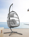 Patio Hanging Swing Egg Chair Rattan Wicker With Steel Frame and UV Resistant Cushion