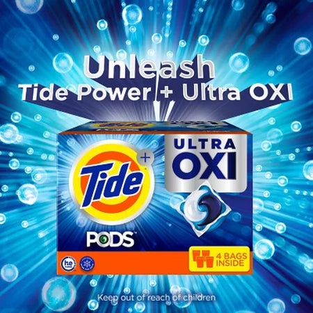 Tide PODS Liquid Detergent Pacs, 4-In-1 Ultra Oxi, 104 Ct.