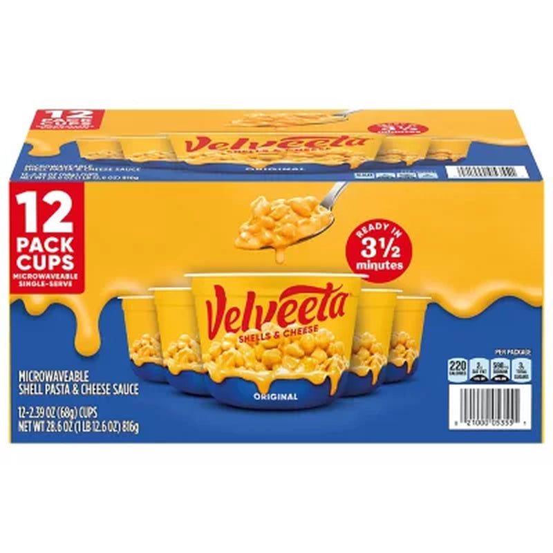 Velveeta Shells and Cheese Original Microwavable Sauce Cups, 12 Ct.