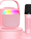 Karaoke Machine for Kids & Adults, Mini Portable Bluetooth Speaker with Microphones, Home Party Karaoke Speaker 