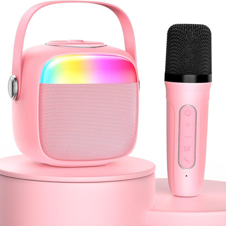 Karaoke Machine for Kids & Adults, Mini Portable Bluetooth Speaker with Microphones, Home Party Karaoke Speaker 