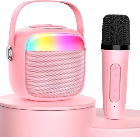 Karaoke Machine for Kids & Adults, Mini Portable Bluetooth Speaker with Microphones, Home Party Karaoke Speaker 