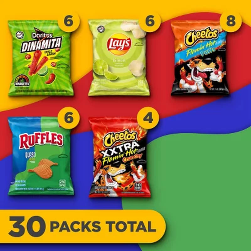 Frito-Lay Fiesta Favorites Mix, Variety Pack Chips & Snacks, 30 Pk.