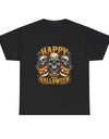 Spooky Skull and Pumpkin Halloween Design Unisex Heavy Cotton Tee