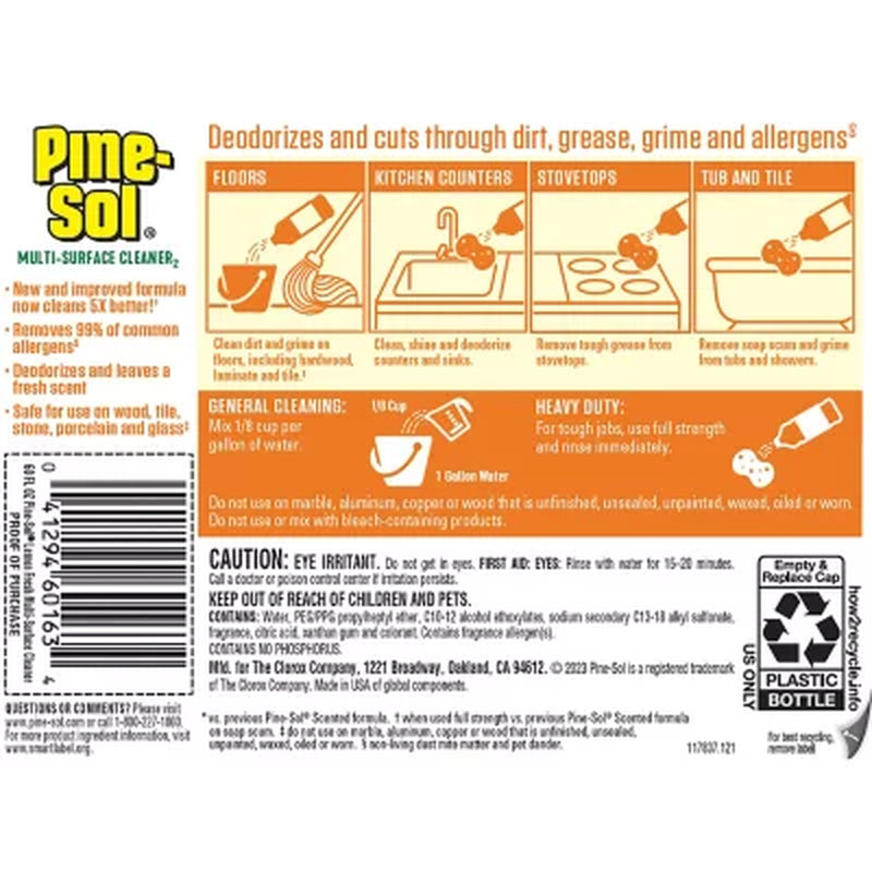 Pine-Sol Multi-Surface Cleaner, Lemon Scent, 2 Ct., 120 Fl. Oz.