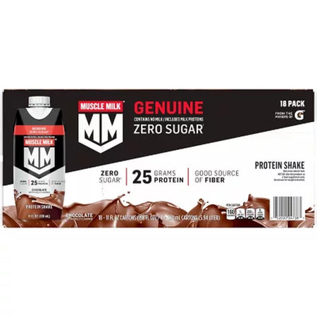 Muscle Milk 25G Genuine Protein Shake, Chocolate, 11 Fl. Oz., 18 Pk.