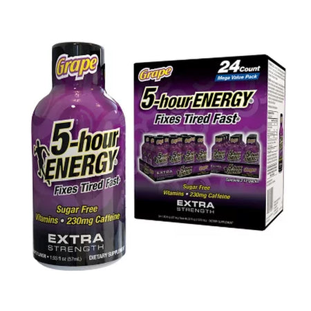 5-Hour ENERGY Shot, Extra Strength, Grape 1.93 Oz., 24 Pk.