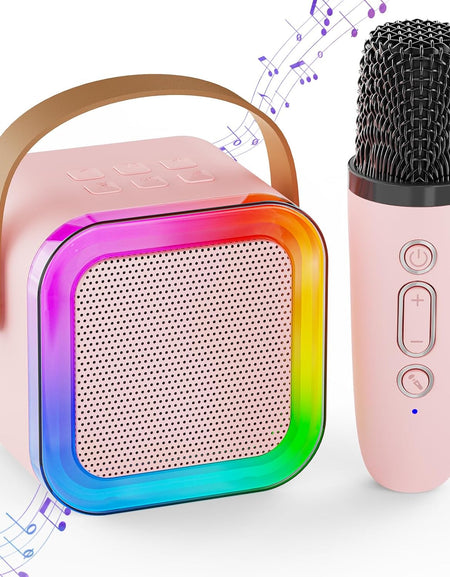 Mini Karaoke Machine for Kids,Portable Bluetooth Speaker, Wireless Mics (CHOOSE)