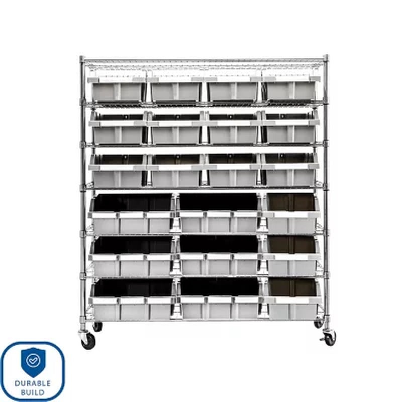 Seville Classics Extra Wide 7-Tier NSF 21-Bin Rack, 48" W X 14" D X 56" H