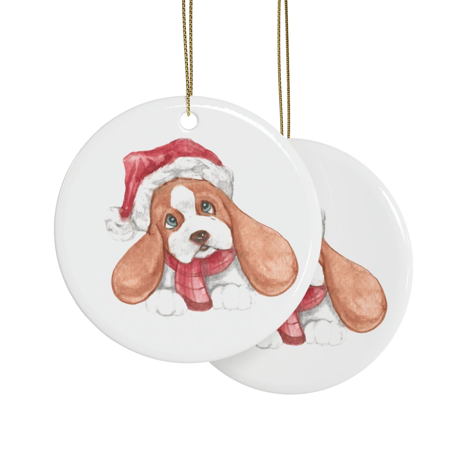 Santa's Little Helper: A Festive Puppy Delight Ceramic Ornaments (1pcs, 5pcs, 10pcs, 20pcs)