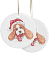 Santa's Little Helper: A Festive Puppy Delight Ceramic Ornaments (1pcs, 5pcs, 10pcs, 20pcs)