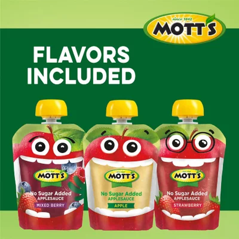 Mott'S Apple Sauce No Sugar Added Variety Pack, 3.2 Oz., 32 Pk.