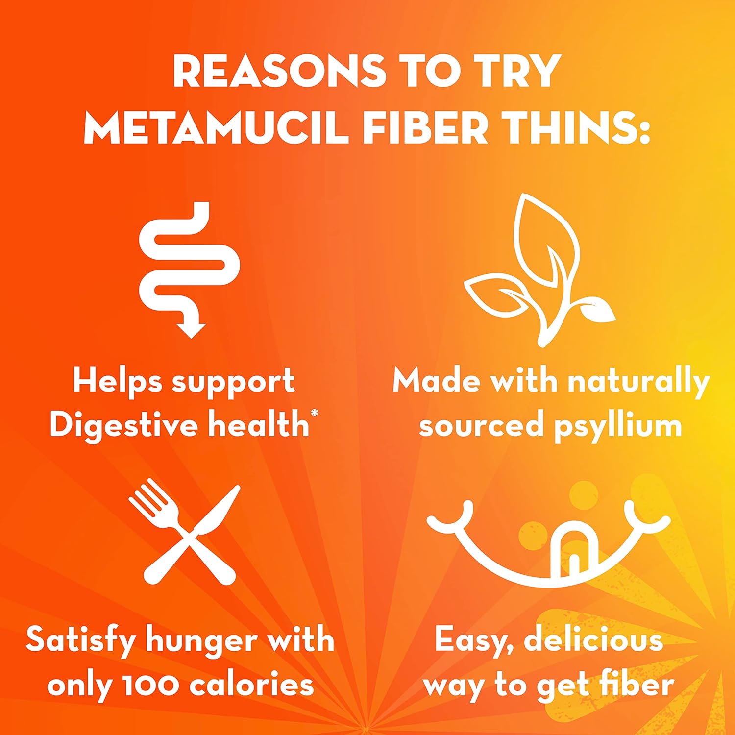 Metamucil, Fiber Thins, Daily Psyllium Husk Fiber Supplement, Chocolate Flavor, 48 Total Servings 