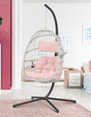 Patio Hanging Swing Egg Chair Rattan Wicker With Steel Frame and UV Resistant Cushion