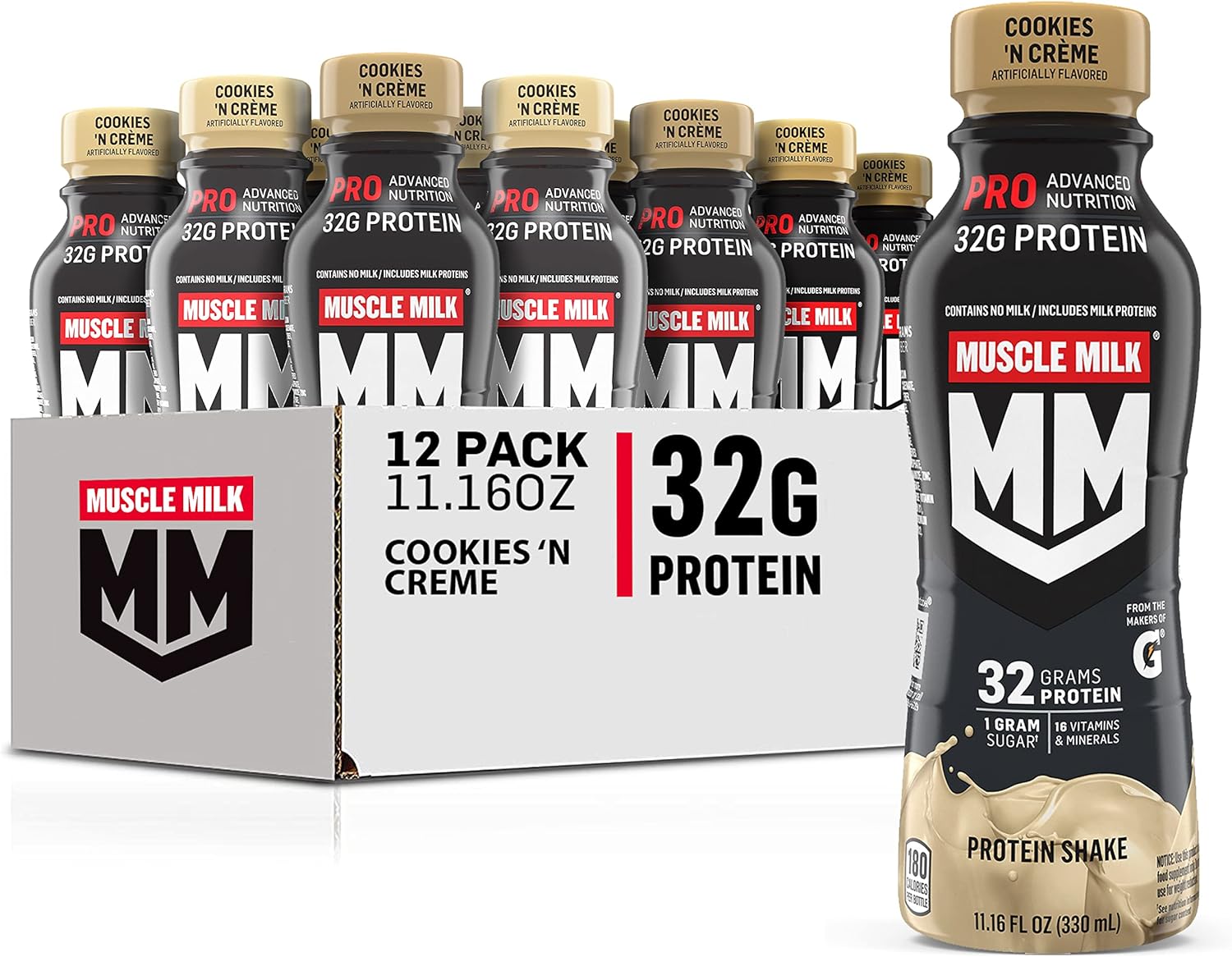 Muscle Milk Pro Advanced Nutrition Protein Shake, 32G Protein - 11.16 Fl Oz 12 PACK (CHOOSE FLAVOR) 