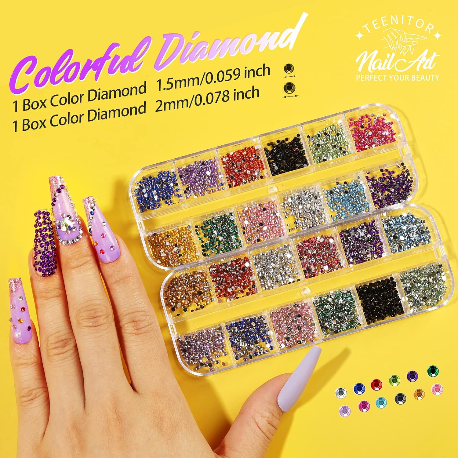 Buchona Nail Set: 41-Box Kit with Rhinestones, Gems, and Flakes for Creative Nail Art Designs – Perfect Nail Accessories