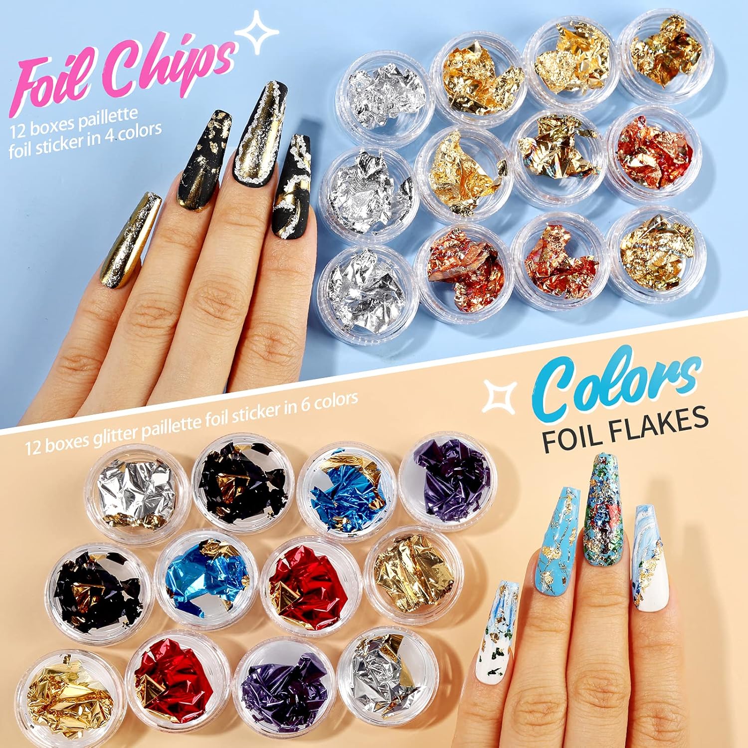 Buchona Nail Set: 41-Box Kit with Rhinestones, Gems, and Flakes for Creative Nail Art Designs – Perfect Nail Accessories