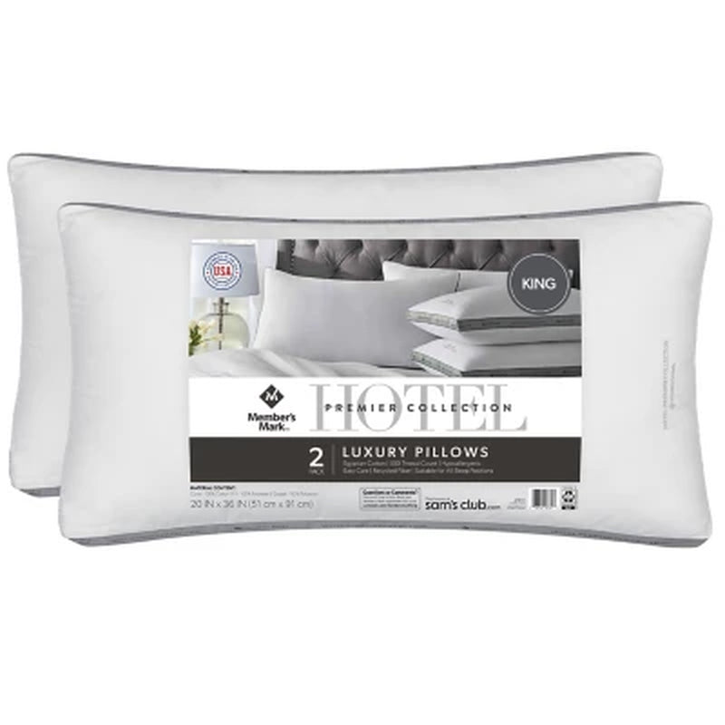 Member'S Mark Hotel Premier Collection Bed Pillows, Assorted Sizes Set of 2