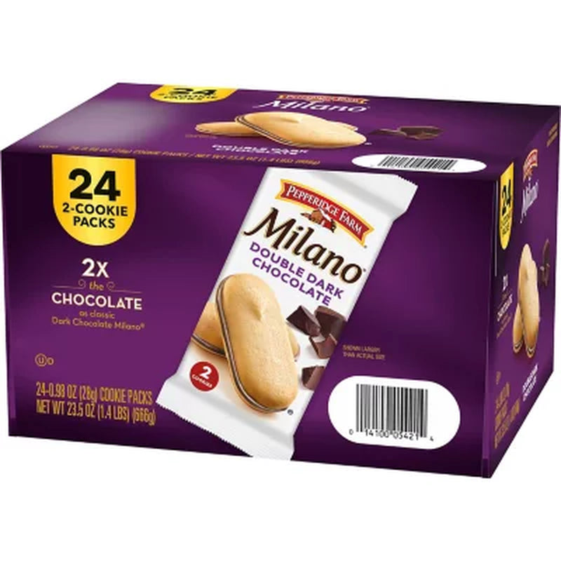 Milano Double Dark Chocolate Cookies, 0.98 Oz., 24 Pk.