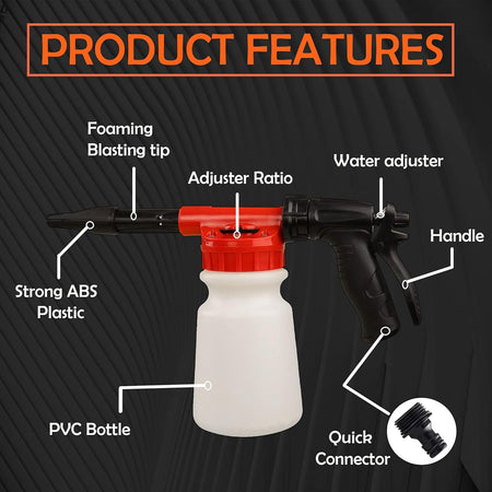 Foam Cannon for Garden Hose，Adjustment Ratio Dial Foam Gun,Car Wash Soap Spray Foamer Red