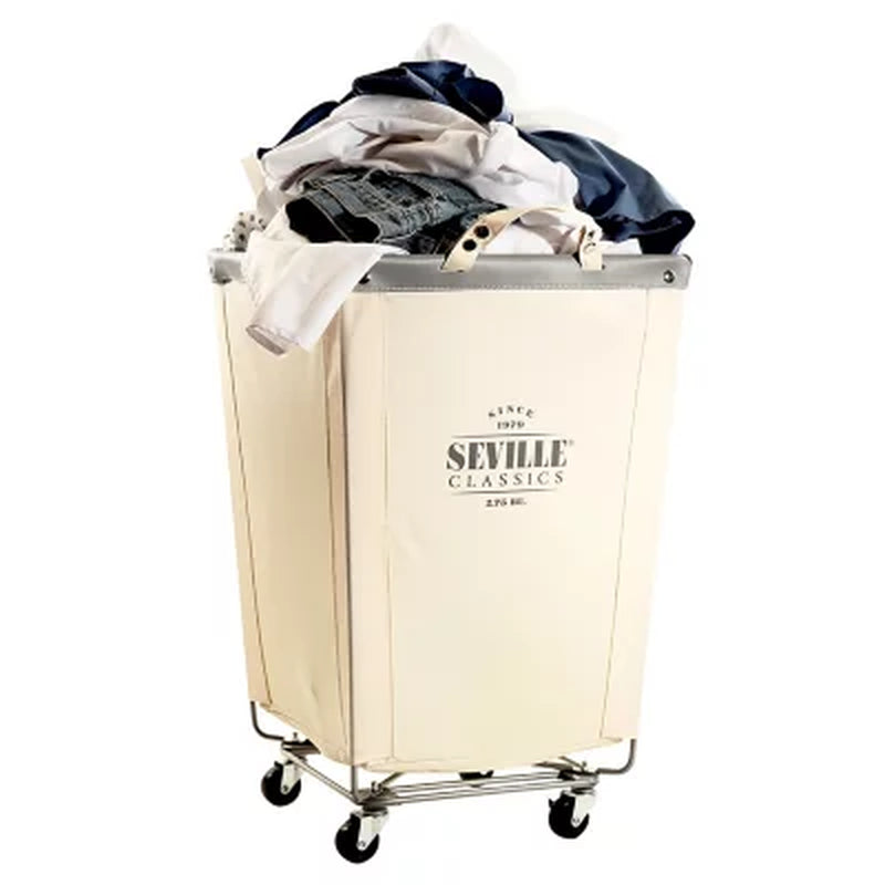 Seville Classics Commercial Heavy-Duty Rolling Laundry Hamper, 18.25" W X 18.25" D X 27.5" H