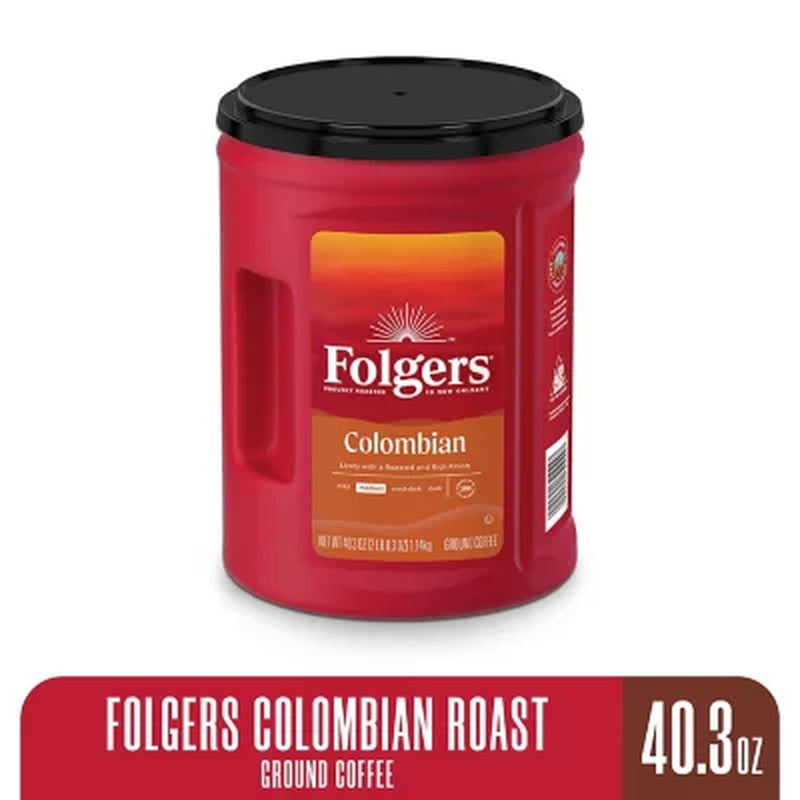 Folgers 100% Medium Roast Ground Colombian Coffee, 40.3 Oz.