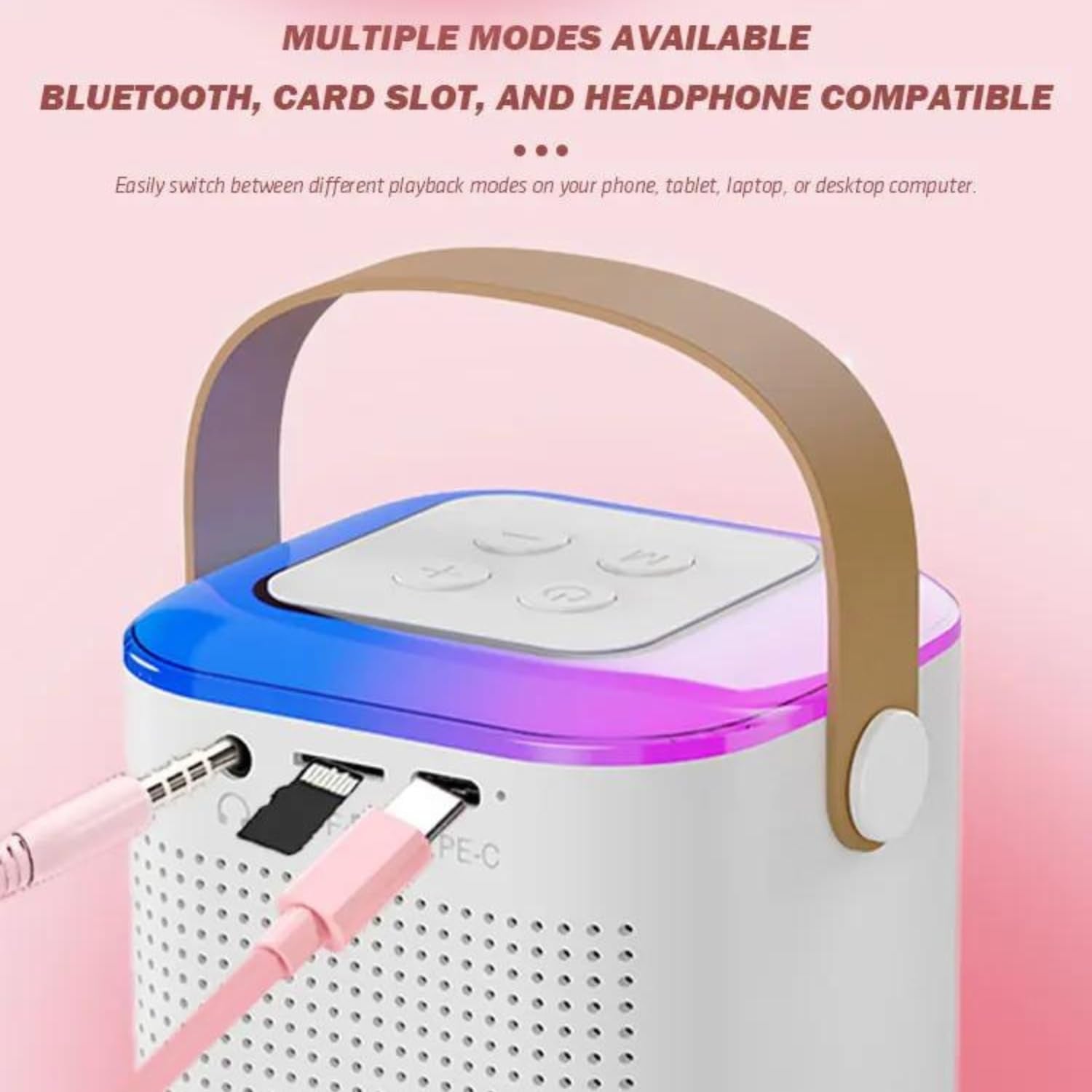 Kids Karaoke Machine Toys Gifts Portable Bluetooth Speaker, White