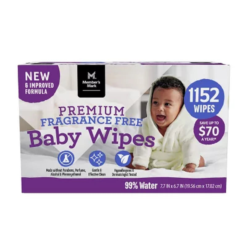 Member'S Mark Premium Baby Wipes, Fragrance Free, 12 Pk., 1152 Wipes