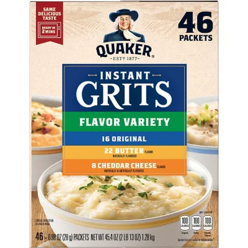 Quaker Instant Grits, Variety Pack 45.4 Oz., 46 Pk.