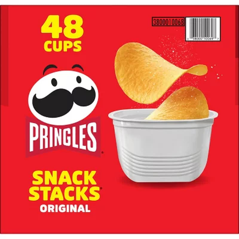 Pringles Snack Stacks Original Potato Crisps, 0.67 Oz., 48 Pk.