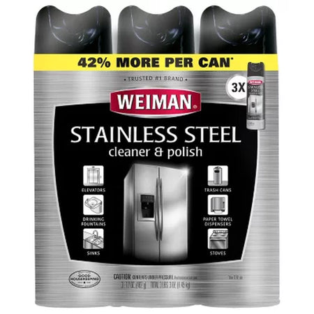 Weiman Stainless Steel Kitchen and Home Appliance Cleaner & Polish, 17 Oz., 3 Pk.