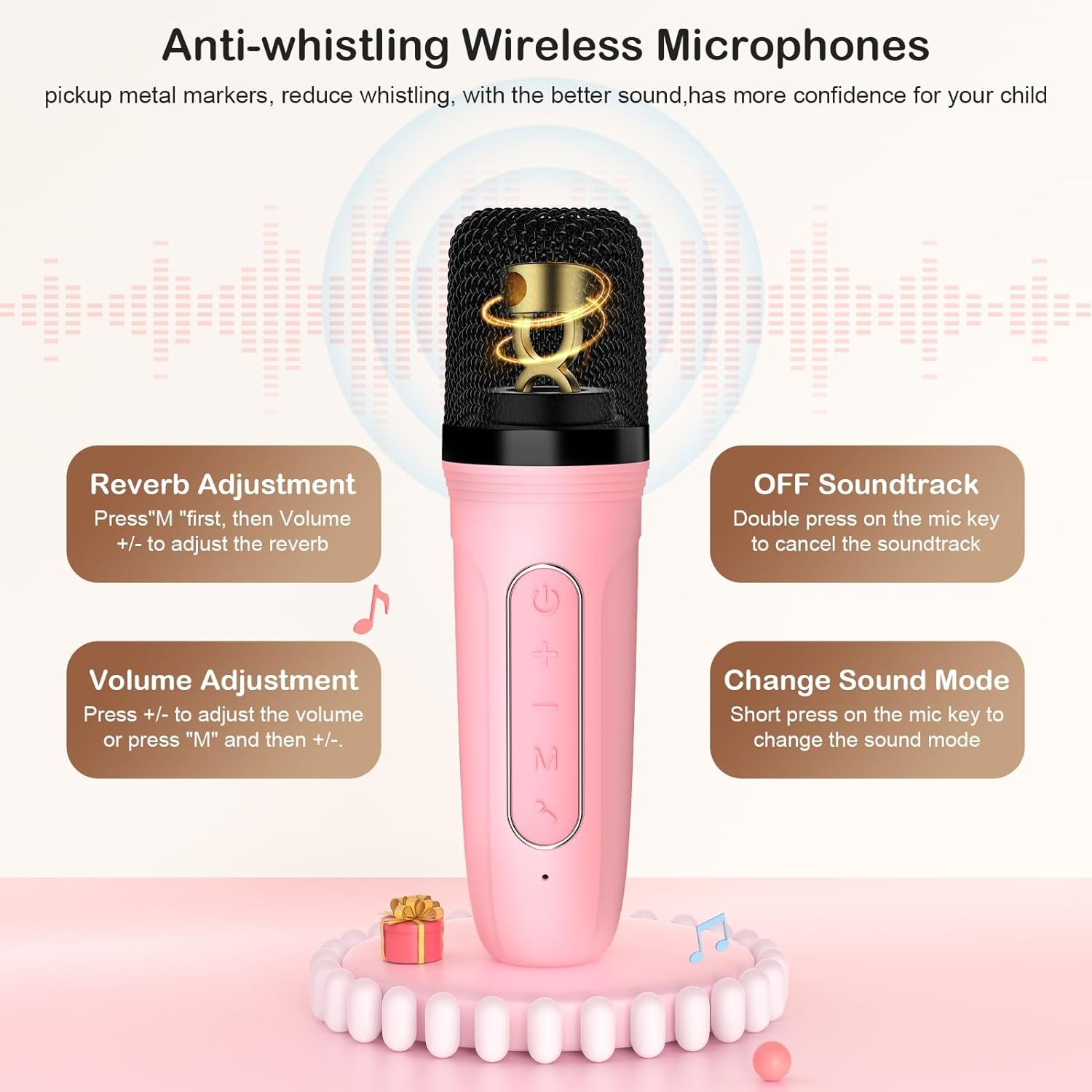 Karaoke Machine for Kids & Adults, Mini Portable Bluetooth Speaker with Microphones, Home Party Karaoke Speaker 