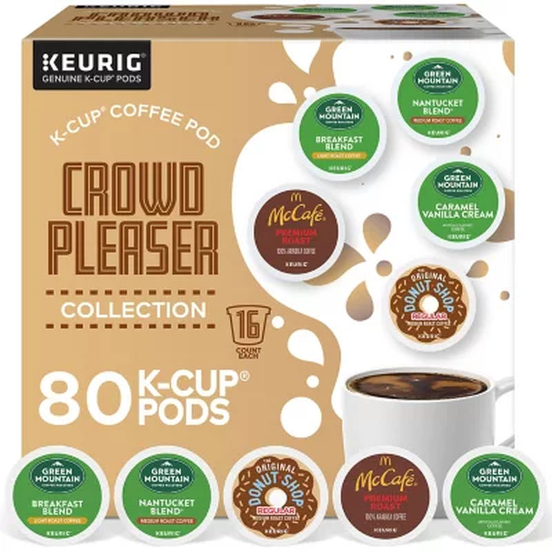 Keurig Crowd Pleaser Variety Pack, Single Serve Pods, 80 Ct.