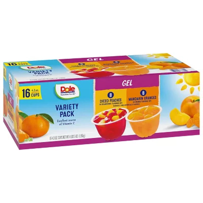 Dole Fruit Bowls in Gel Variety Pack 4.3Oz., 16Pk.