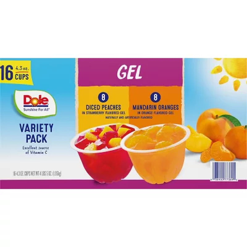 Dole Fruit Bowls in Gel Variety Pack 4.3Oz., 16Pk.