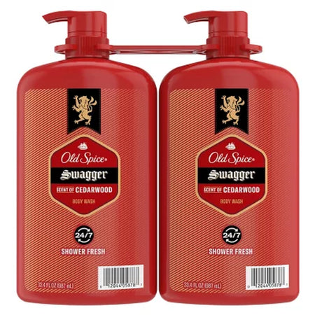 Old Spice Swagger Scent of Cedarwood Men'S Body Wash, 33.4 Fl. Oz., 2 Pk.