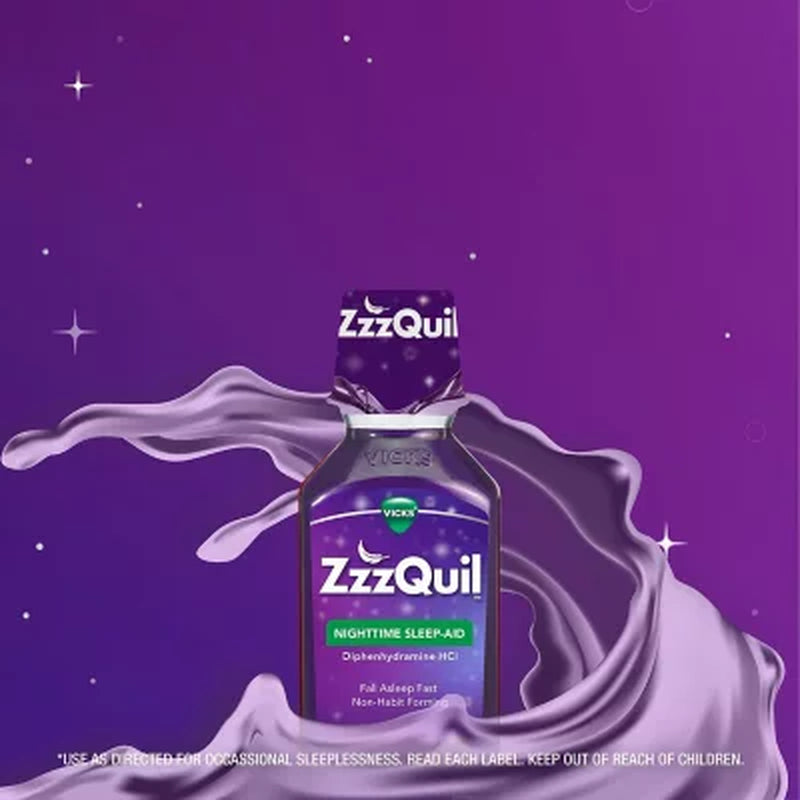 Zzzquil Nighttime Sleep-Aid Liquid, Warming Berry 12 Fl. Oz./Pk., 3 Pk.