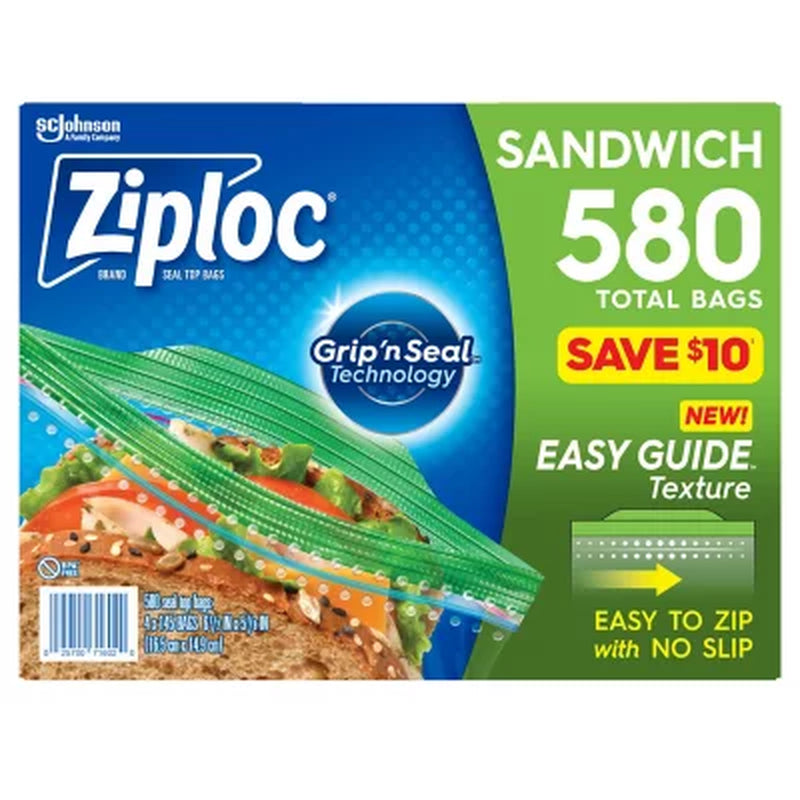 Ziploc Easy Open Tab Sandwich Bags, 580 Ct.