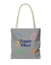Happy Vibe Tote Bag (AOP) for any occasion