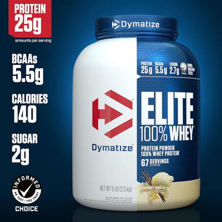 Dymatize Elite 100% Whey Protein Powder, 25G Protein, 5 Pound, 67 Servings (CHOOSE FLAVOR)