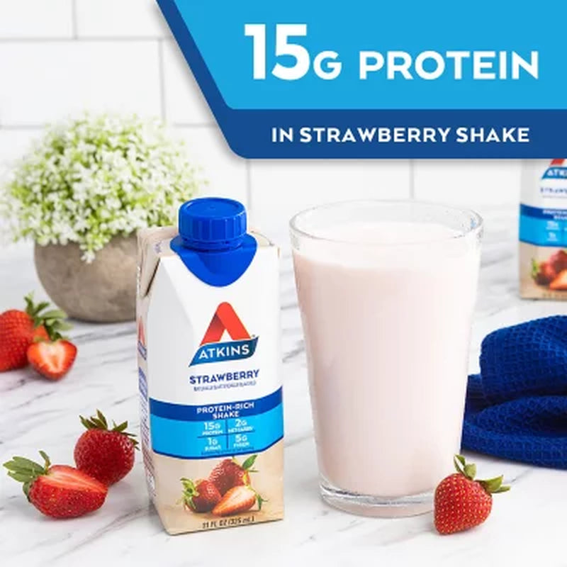 Atkins 15G Keto Protein Shake, Strawberry 11 Fl. Oz.,15 Pk.