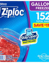 Ziploc Gallon Freezer Bags with New Stay Open Design, 152 Ct.