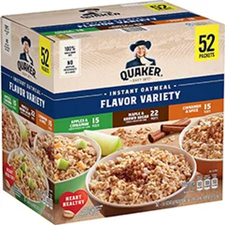 Quaker Instant Oatmeal Variety Pack, 78.8 Oz., 52 Pk.